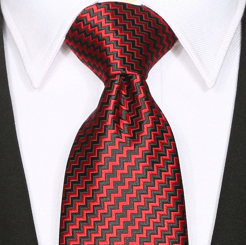 KissTies Plaid Necktie Striped Extra Long Tie in Gift Box, Red Black (63'' XL) - Image 2